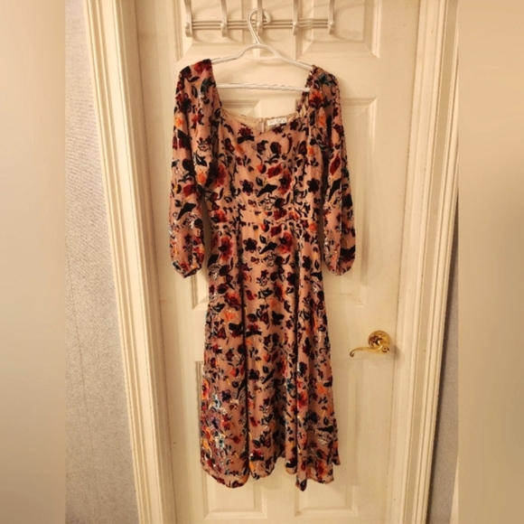 Ivy City Velvet Burnout Floral Dress - Picture 3 of 9